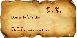 Doma Nándor névjegykártya